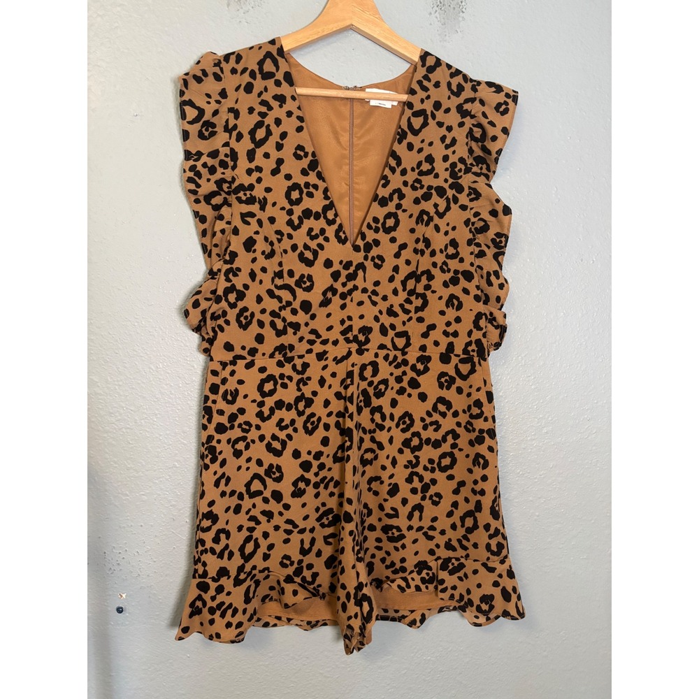 Lovers + Friends Tan Leopard Print Deep V Romper - Picture 3 of 12